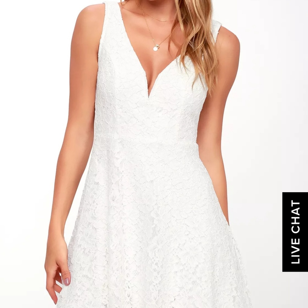 Lulus declaring my love white lace skater dress